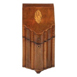 Antique Georgian Mahogany Cutlery Knife Box With Satinwood Shell Inlay For Sale