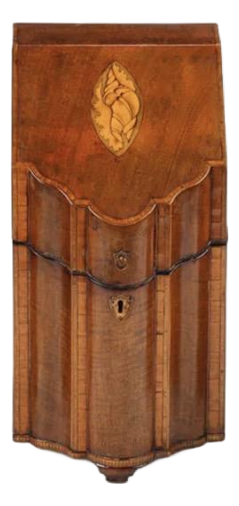 Antique Georgian Mahogany Cutlery Knife Box With Satinwood Shell Inlay