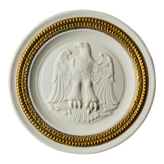 Italian Bisque Porcelain Grand Tour Style Plaque With Gilt Border | Italy, Mid-20th C. For Sale