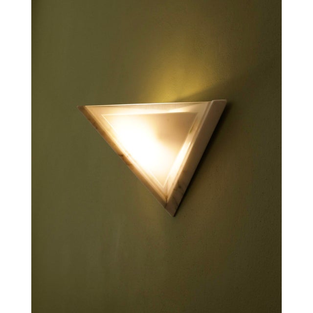 Italian Marble Wall Lamps with Frosted Glass, 1970s, Set of 2 For Sale - Image 6 of 11
