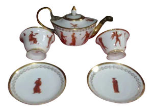 1810 French Empire Dagoty A Paris Porcelain Tea Set with Classical Figures - a Pair