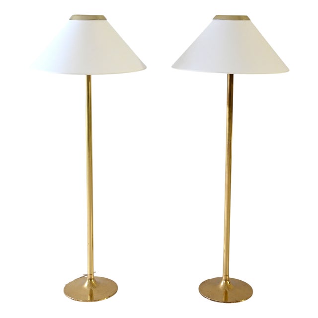 Scandinavian Brass Floor Lamps by Hans-Agne Jakobsson, 1960s, Set of 2 For Sale