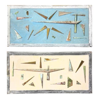 Exquisite Pair of Joseph Malekan Abstract Mixed-Media Wall Sculptures For Sale