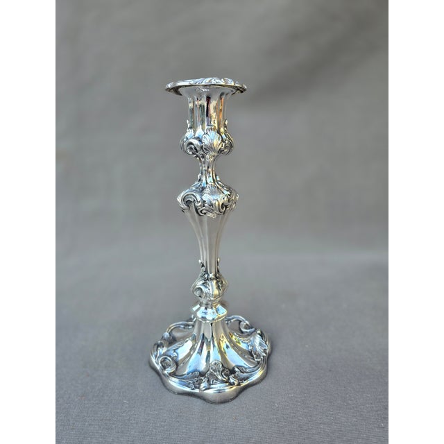 Elegant Victorian silver plated Candlesticks by Lockwood Brothers. Perfect for a dining table, fireplace mantel or foyer...
