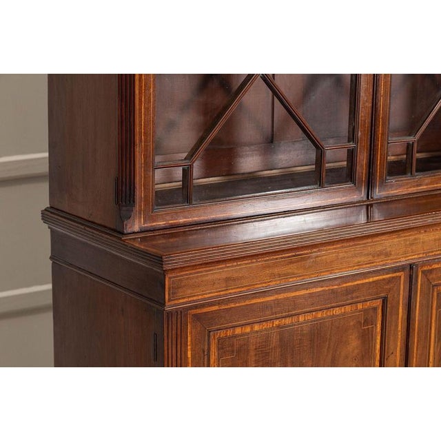 Brown English Inlaid Mahogany Glazed Bookcase, 1870 For Sale - Image 8 of 18