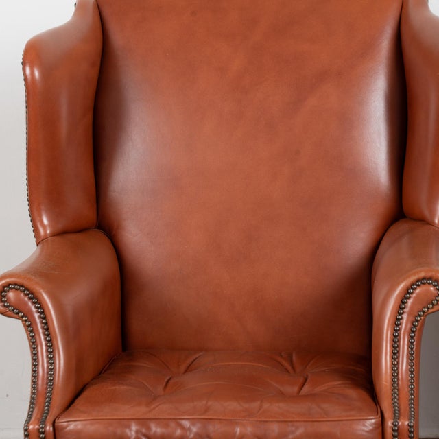 Traditional Pair of 20th Century Vintage Danish Leather Wingback Club Chairs For Sale - Image 3 of 11