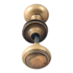 Pair of Mid 20th Century Concentric Brass Door Knobs With Rosettes
