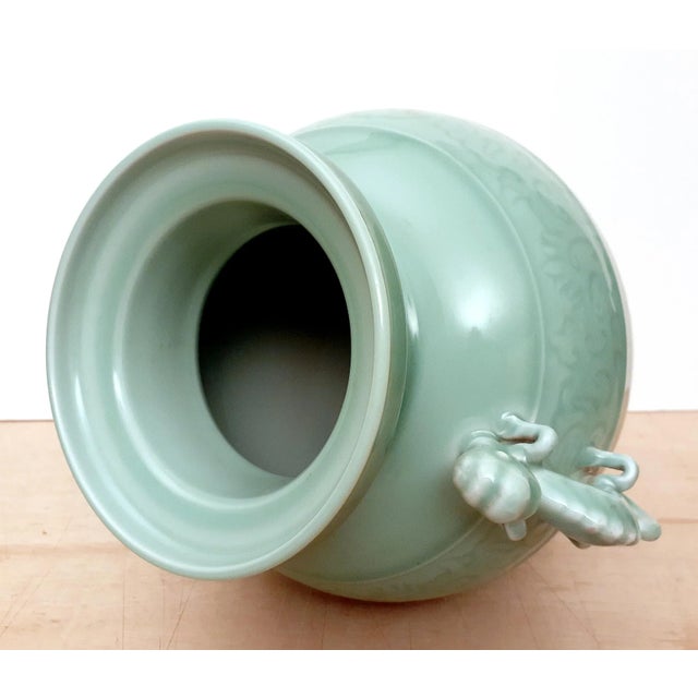 Early 20th Century Early 20th Century Chinese Porcelain Celadon Dragon Handled Vase For Sale - Image 5 of 7