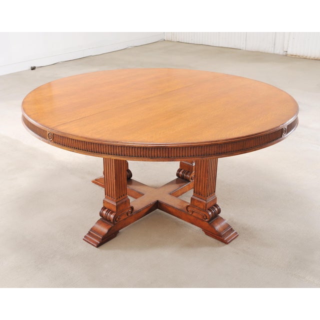 Wood Ralph Lauren Hither Hills Round Oak Extending Dining Table For Sale - Image 7 of 18