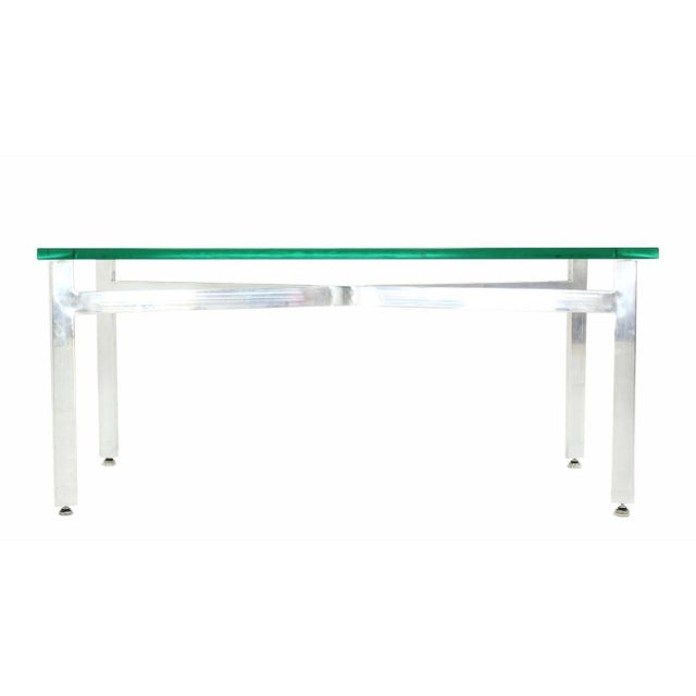 Rectangular Crome X Base 3/4" Glass Tops Coffee Side End Tables Stands - A Pair For Sale - Image 9 of 9