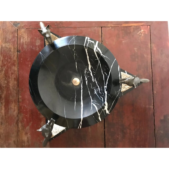 Black Art Deco French Marble Bowl with Bronze Foxes, 1930s For Sale - Image 8 of 9