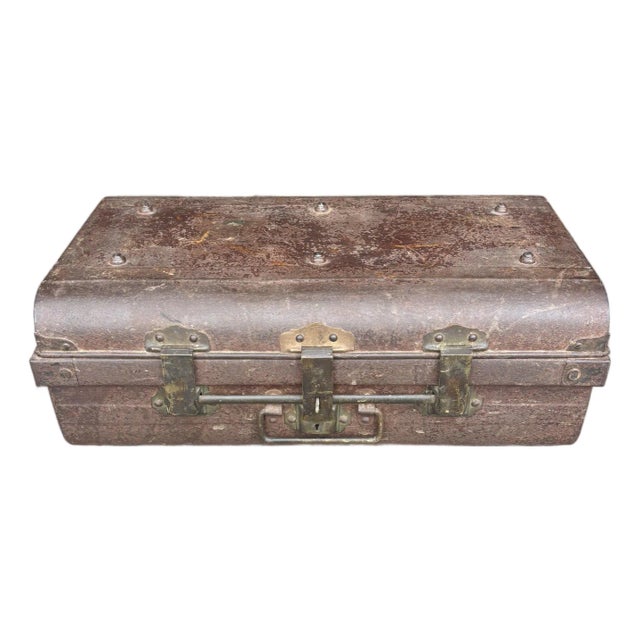 Antique British Colonial Steel Cabin Trunk With Original Patina, 1900s For Sale