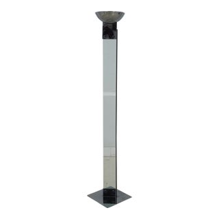 Vintage Modern Style Chrome & Glass Torchier Floor Lamp For Sale