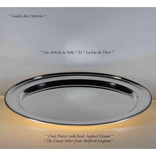 1970s 1970’s Vintage/New Silver Oval Platter With Bead Pattern, Applied Border- For Sale - Image 5 of 13