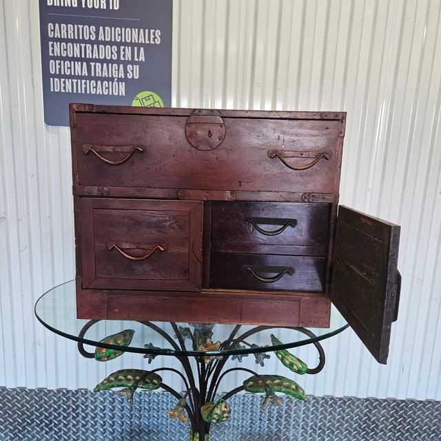 Japanese Diminutive 19th Century Japanese Tansu Traveling Chest For Sale - Image 3 of 9