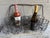 Rare Find: French wire bottle basket which holds 10 wine bottles. Moveable handle.