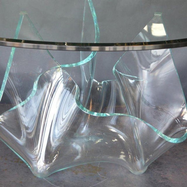 Glass Handmade Italian Handkerchief Glass Base Center Table, 1970's. For Sale - Image 7 of 7