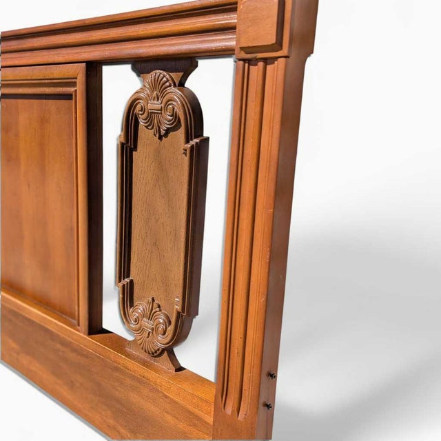 1960s 1960s Mid-Century Carved Wood Full-Size Headboard For Sale - Image 5 of 14
