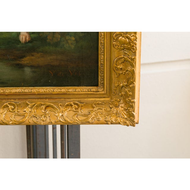 Signed Joost-Vincent De Vos 19th Century Oil Painting Depicting Hounds and Boy For Sale - Image 10 of 12
