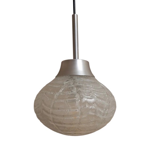 Aluminum Ceiling Lamp with Ice Glass Shade from Doria Leuchten, 1970s For Sale