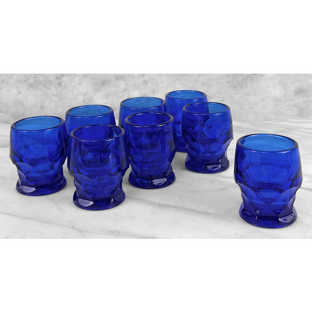 Mid-Century Modern Mid-Century Viking Georgian Cobalt Blue Glass Shot Glasses - Set of 8 For Sale - Image 3 of 6