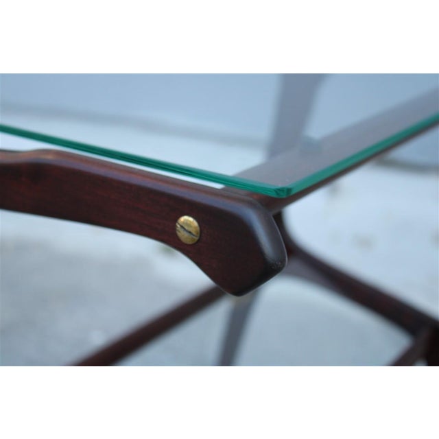 Cesare Lacca Minimalist Wood and Glass Coffee Table attributed to Cesare Lacca, 1950 For Sale - Image 4 of 13