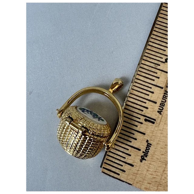Gold Tone Nantucket Basket Pendant For Sale - Image 11 of 12