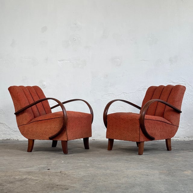 1930s Czechoslovak Art Deco H-410 Armchairs by Jindrich Halabala for Up Závody, 1930s, Set of 2 For Sale - Image 5 of 9