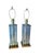 Pair of geatano acoplarí brass and glass rod table lamps