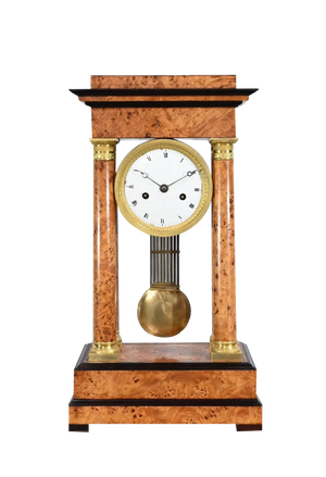Empire Thuya Burl & Glass Clock, Early 19th Century