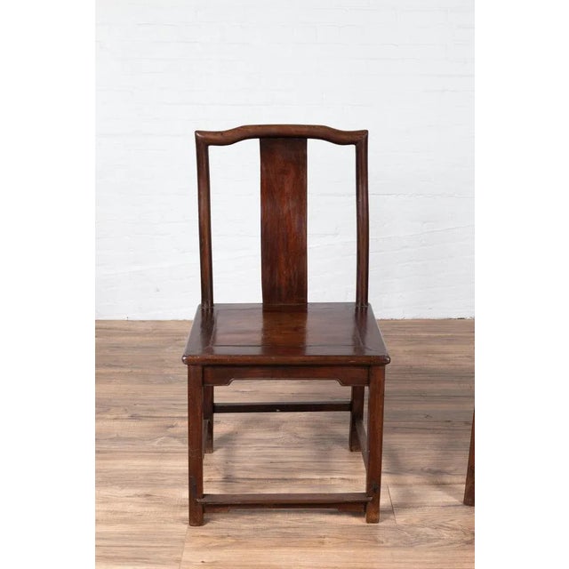 Early 20th Century Chinese Elmwood Dark Patina Scholar's Ceremonial Side Chairs - Set of 4 For Sale - Image 9 of 13