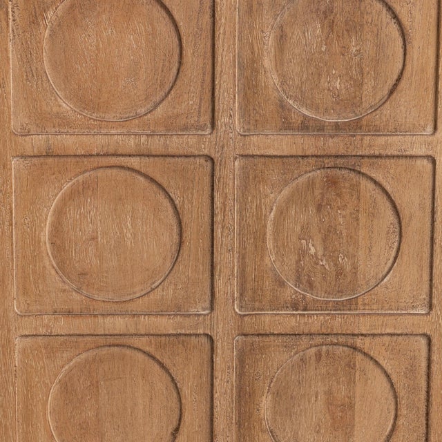 Wood Circle Grid Carved Wood Sideboard For Sale - Image 7 of 8