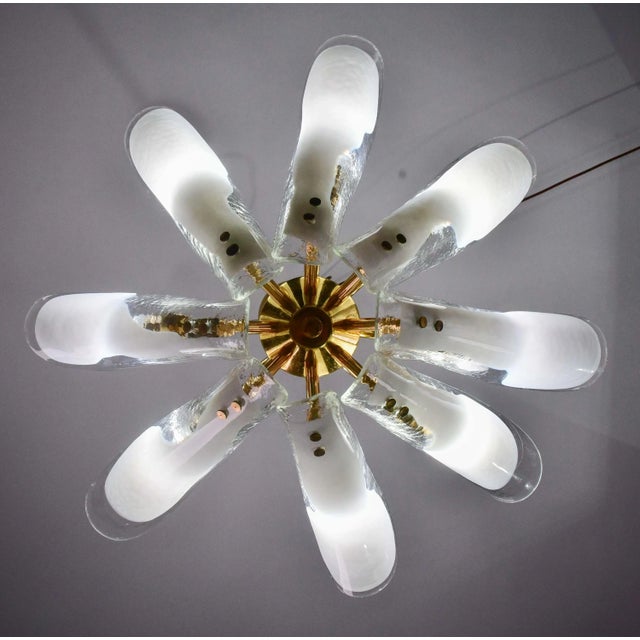 1970s Murano White Glass Petal Chandelier For Sale - Image 9 of 14