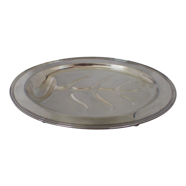 Midcentury Silver Plate Meat Tray For Sale