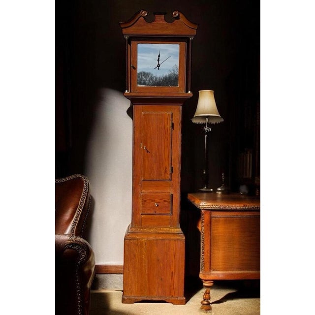 Wood Georgian Pine Grandfather Clock For Sale - Image 7 of 18