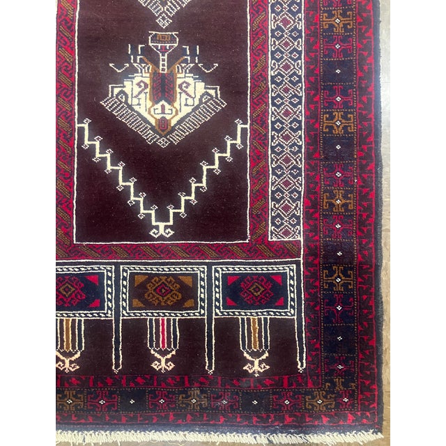 Tribal Vintage Hand-Knotted Baluch Prayer Rug 2'10" X 4'5" For Sale - Image 3 of 5