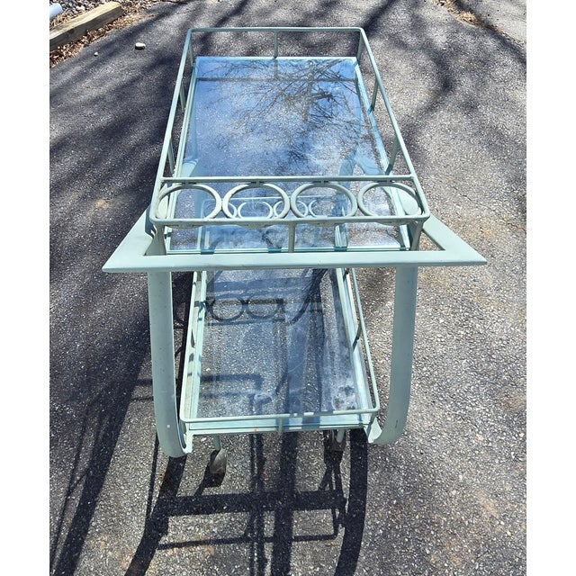 Green Vintage Aluminum Outdoor Bar Cart For Sale - Image 8 of 12