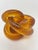 Signed Amber & Cognac Art Glass Infinity Knot Sculpture, Serpentine Texture For Sale - Image 15 of 17