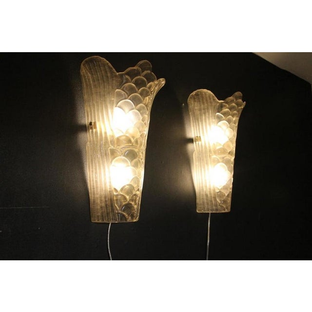 Molded Clear Frosted Murano Glass Wall Lights, 2000s, Set of 2 For Sale - Image 11 of 17