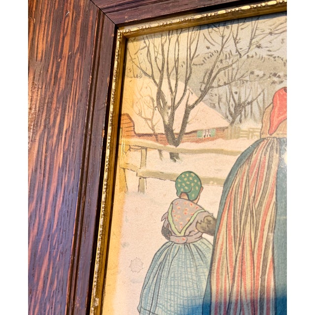 1900s Henri Cassiers Flemish Life Watercolor Original Chromolithographs - Set of 2 For Sale In New York - Image 6 of 14