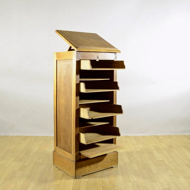 Tambour Oak Office Desk with Sliding Door and Drawers For Sale - Image 14 of 18