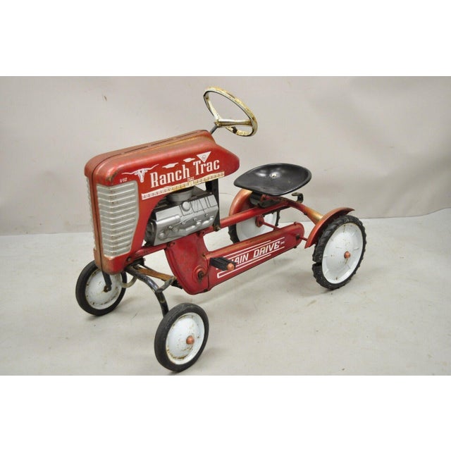 Vintage Red Amf Ranch Trac Chain Drive Pedal Toy Tractor Chairish