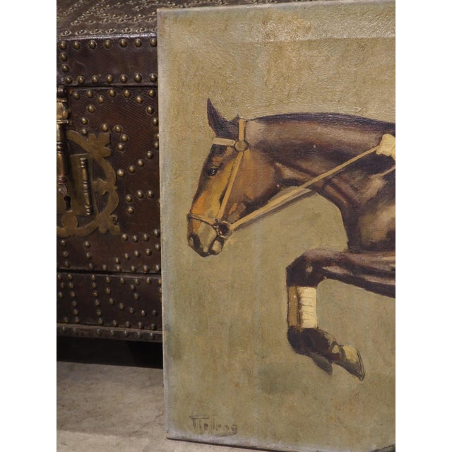 The Hunter Jumper, Early 1900s Signed European Equestrian Oil on Canvas Painting For Sale In Dallas - Image 6 of 18