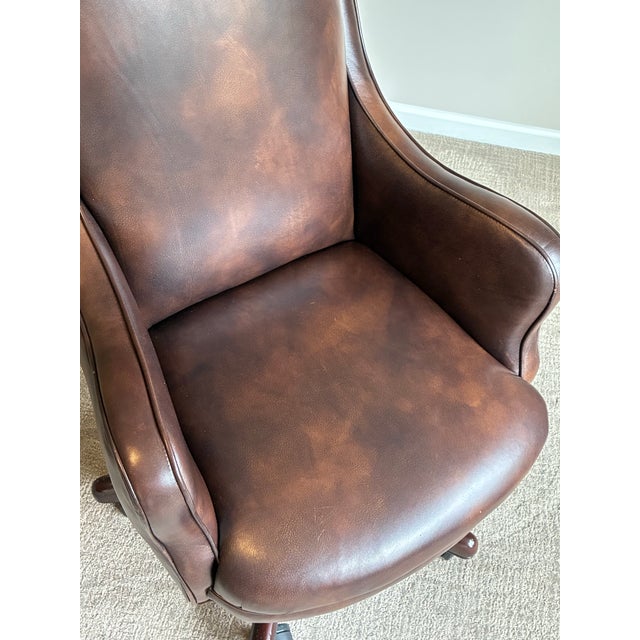 Late 20th Century Hancock & Moore “Dillon” Leather Swivel Tilt Wingback Desk Chair for Robb & Stucky For Sale In Charlotte - Image 6 of 9