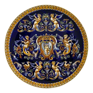 1960s Gien France Faience “Renaissance” Pattern Decorative Plate