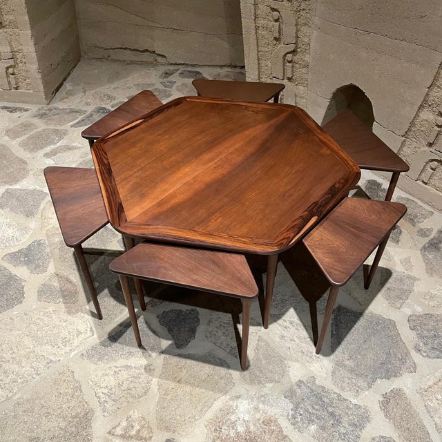1950s France & Son Rosewood Nesting Coffee Table Set -- 7 Pieces For Sale - Image 11 of 13