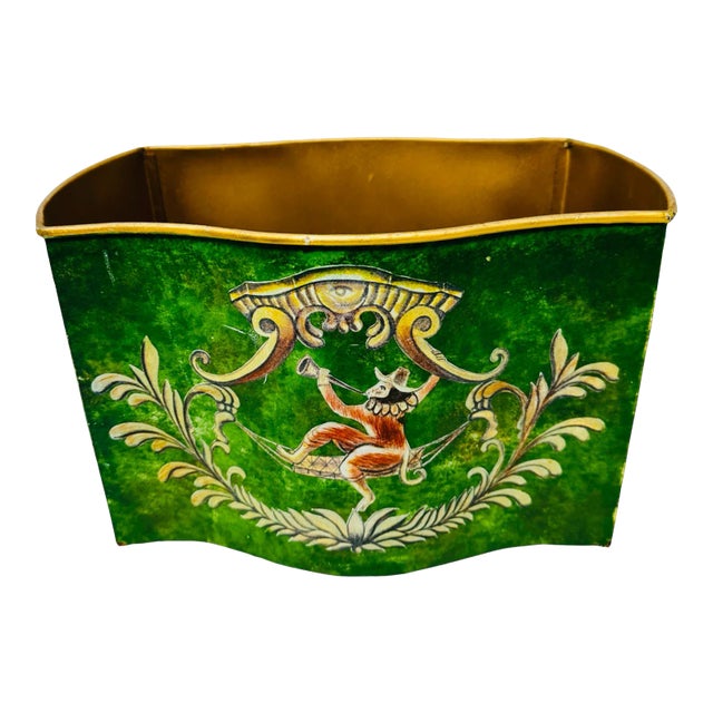 Vintage Tole Monkey Planter With Lion Head Handles For Sale