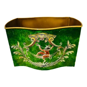 Vintage Tole Monkey Planter With Lion Head Handles