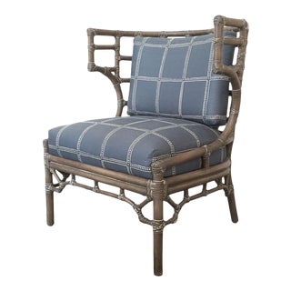 Palecek Rattan Klismos Lounge Chair For Sale