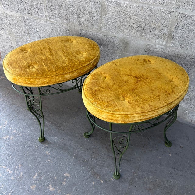 Metal A Pair of Vintage Mid-Century Modern Wrought Iron Bench / Foot Stools. Circa 1960s For Sale - Image 7 of 18